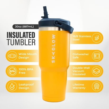 887ml Stainless Steel Tumbler with Flip Straw