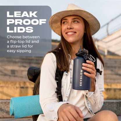 SkyGlow 1.9L Insulated Water Bottle Leakproof Stainless Steel Gym Travel