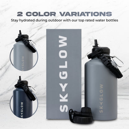 SkyGlow 1.9L Insulated Water Bottle Leakproof Stainless Steel Gym Travel