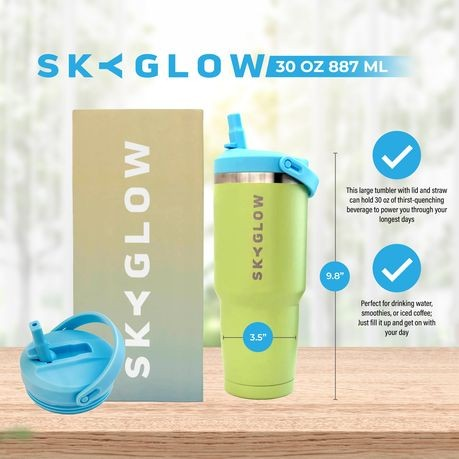 887ml Stainless Steel Tumbler with Flip Straw