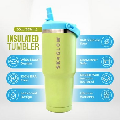 887ml Stainless Steel Tumbler with Flip Straw