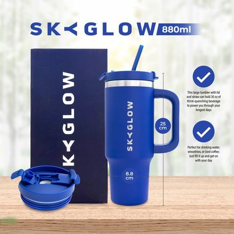 Tumbler with Straw Travel Mug with Handle 880ML