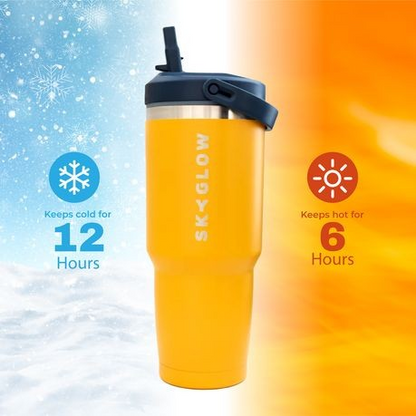 887ml Stainless Steel Tumbler with Flip Straw