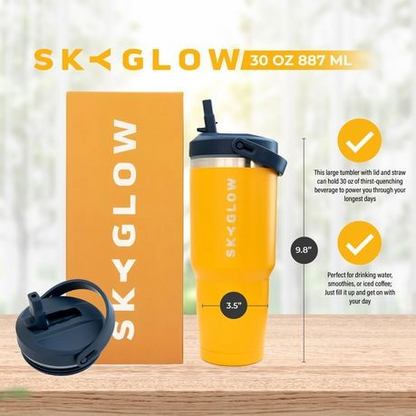 887ml Stainless Steel Tumbler with Flip Straw