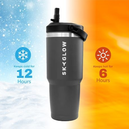 887ml Stainless Steel Tumbler with Flip Straw
