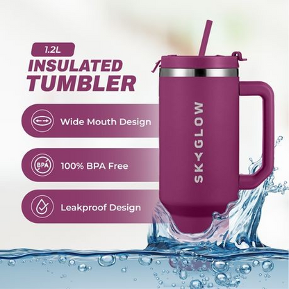 1.2L Luxe Travel Tumbler with Straw & Handle